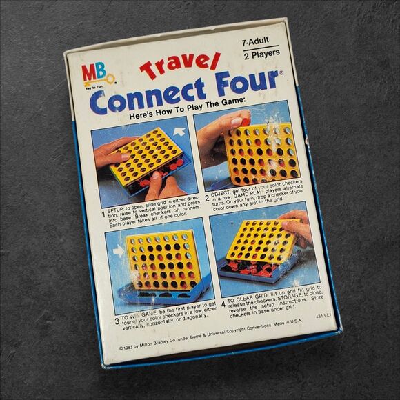 Vintage 1983 Milton Bradley Travel Connect Four Board Game Complete 47 Checkers - Picture 7 of 11